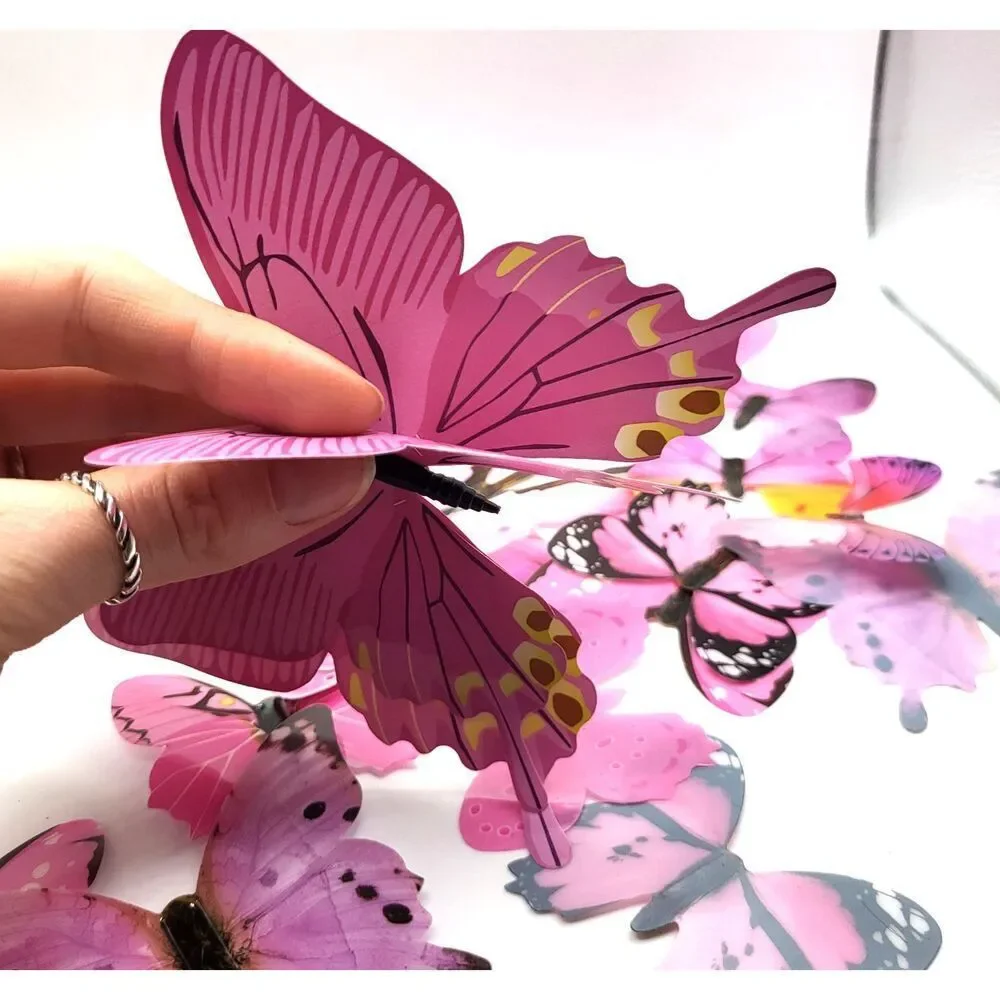 Lot of 90 3D Craft Butterflies 2in+ 13 Blue 19 Pink 22 Orange 11 Purple 25 Green